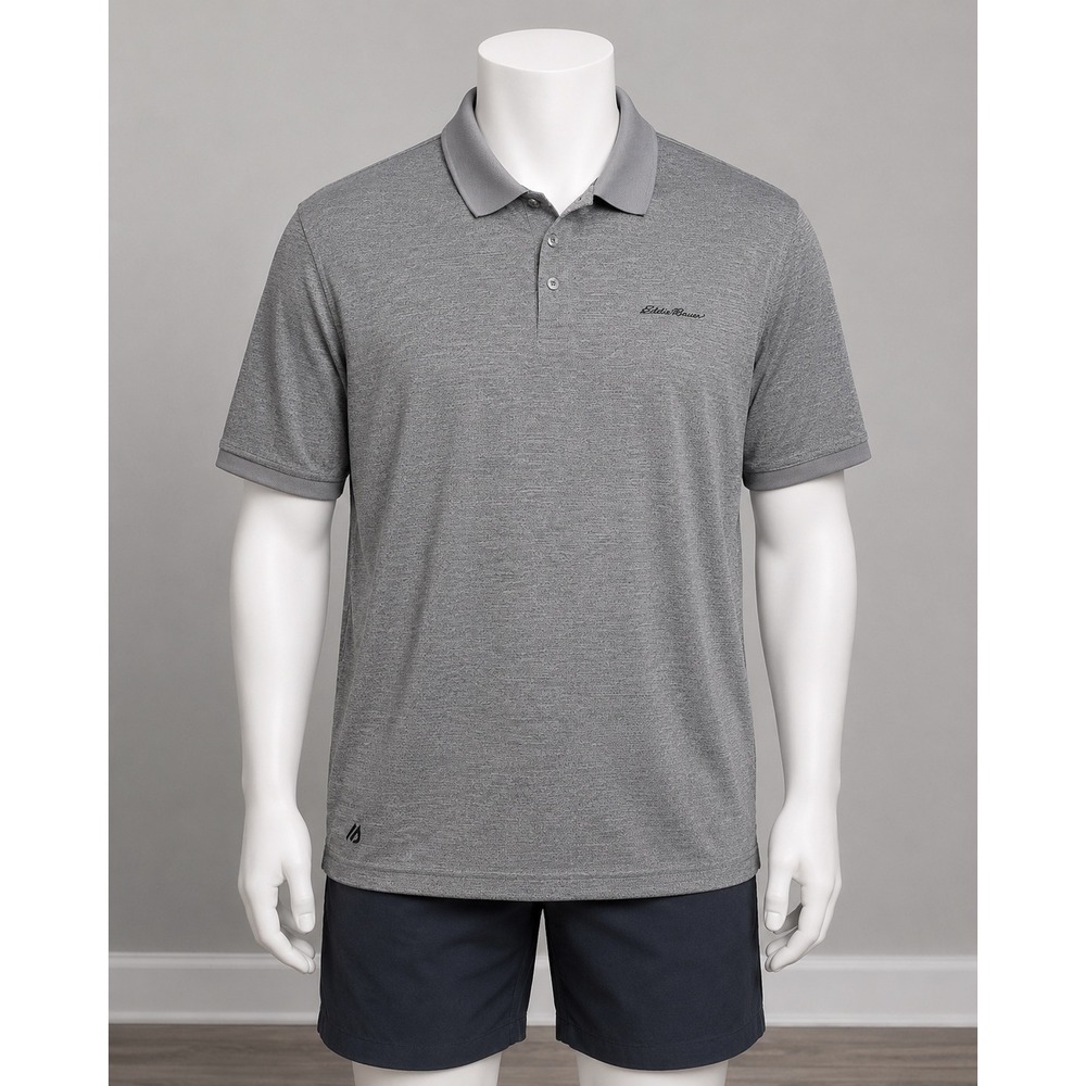 Eddie Bauer Motion FreeDry Mens XL Gray Heather Performance Golf Polo Shirt